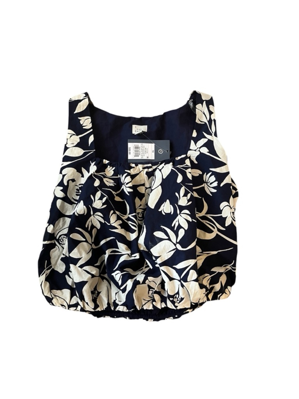 Navy Floral Square-Neck Crop Top - Picture 3 of 4